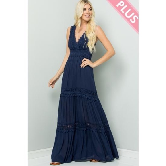 Sweet Lovely by Jen Crochet Lace Woven Maxi Dress - Picture 2 of 5